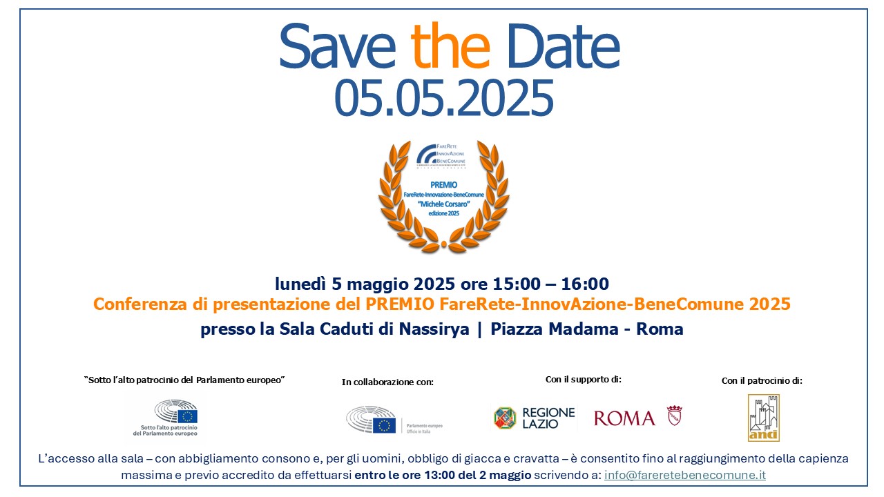 Premio FareRete InnovAzione BeneComune – Michele Corsaro 2025